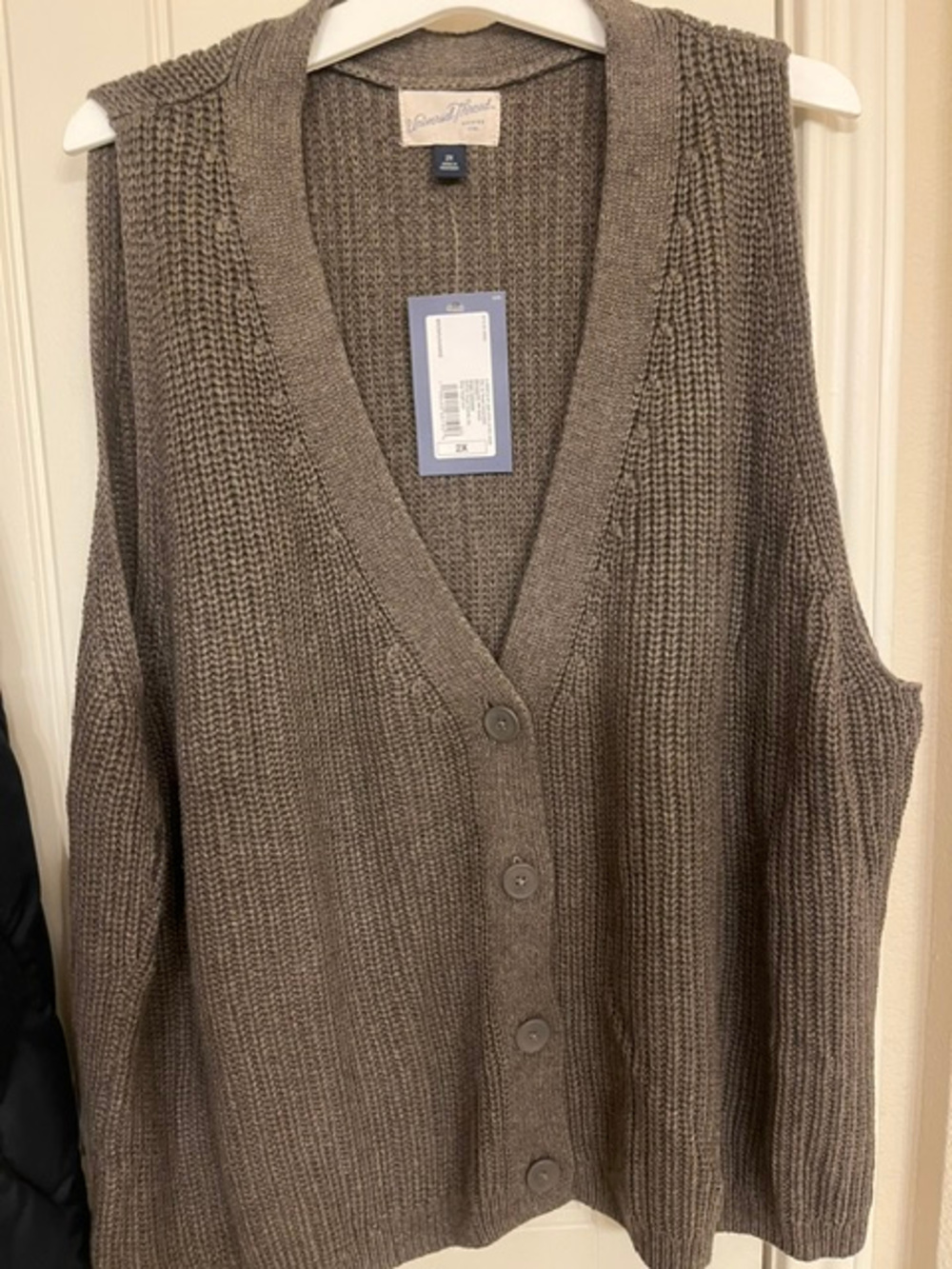 Universal Thread Knit Sweater Vest Cardigan Brown 2X